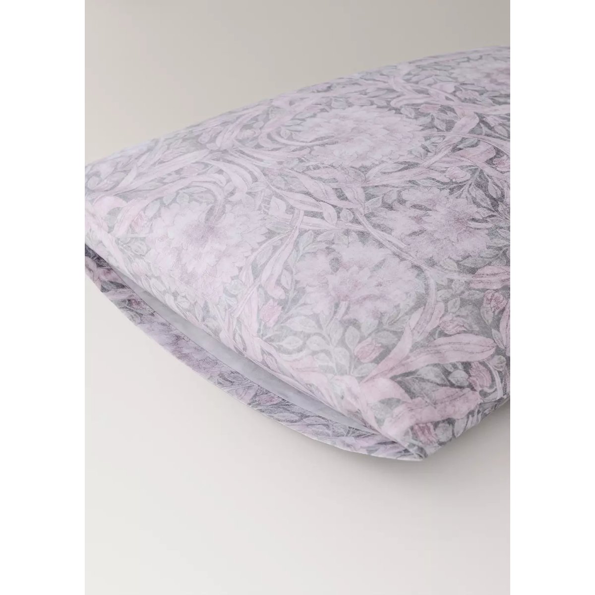 Deux taies d'oreiller percale de coton 200 fils imprimé fleur 50x75 cm gris foncé, MANGO HOME