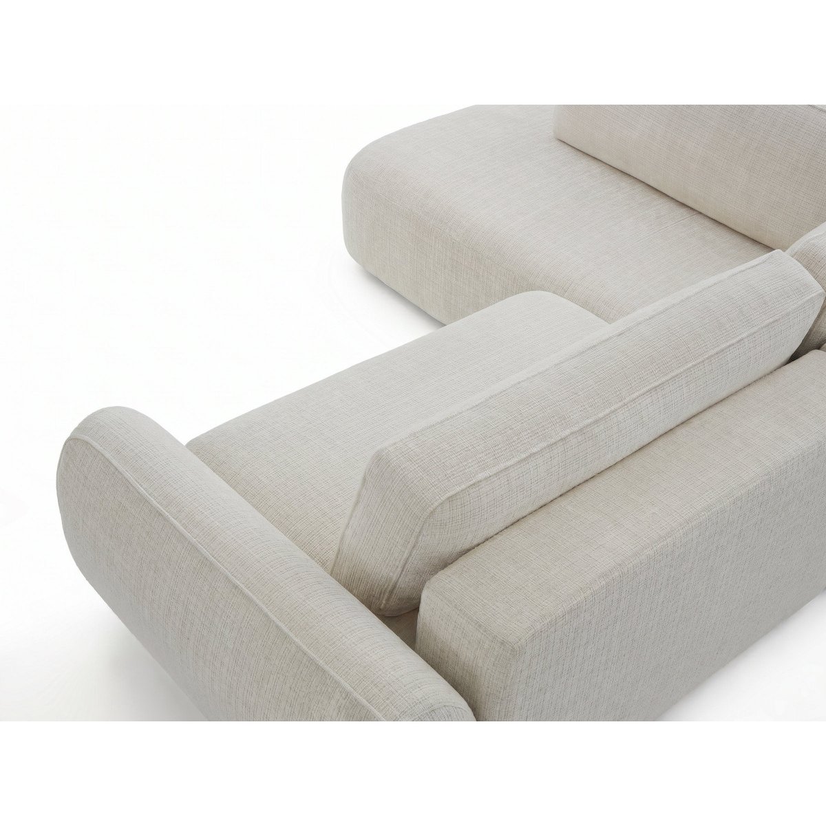 Canapé d'angle convertible 4 places en tissu texturé, DENISE blanc, BOBOCHIC