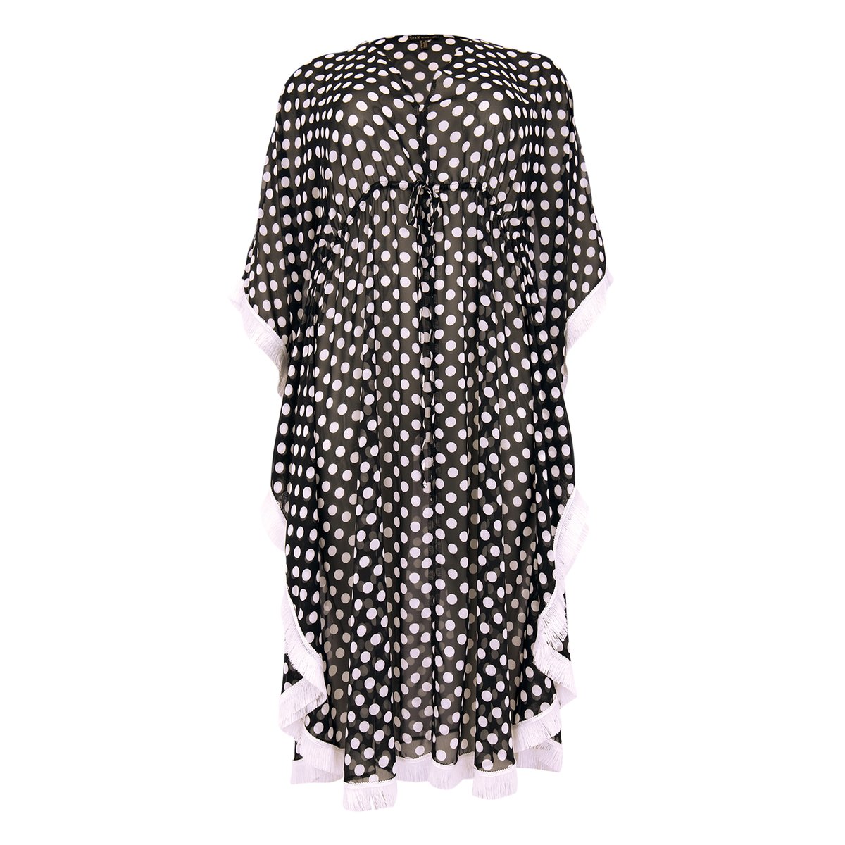 Caftan avec imprimé à pois noir, YOEK