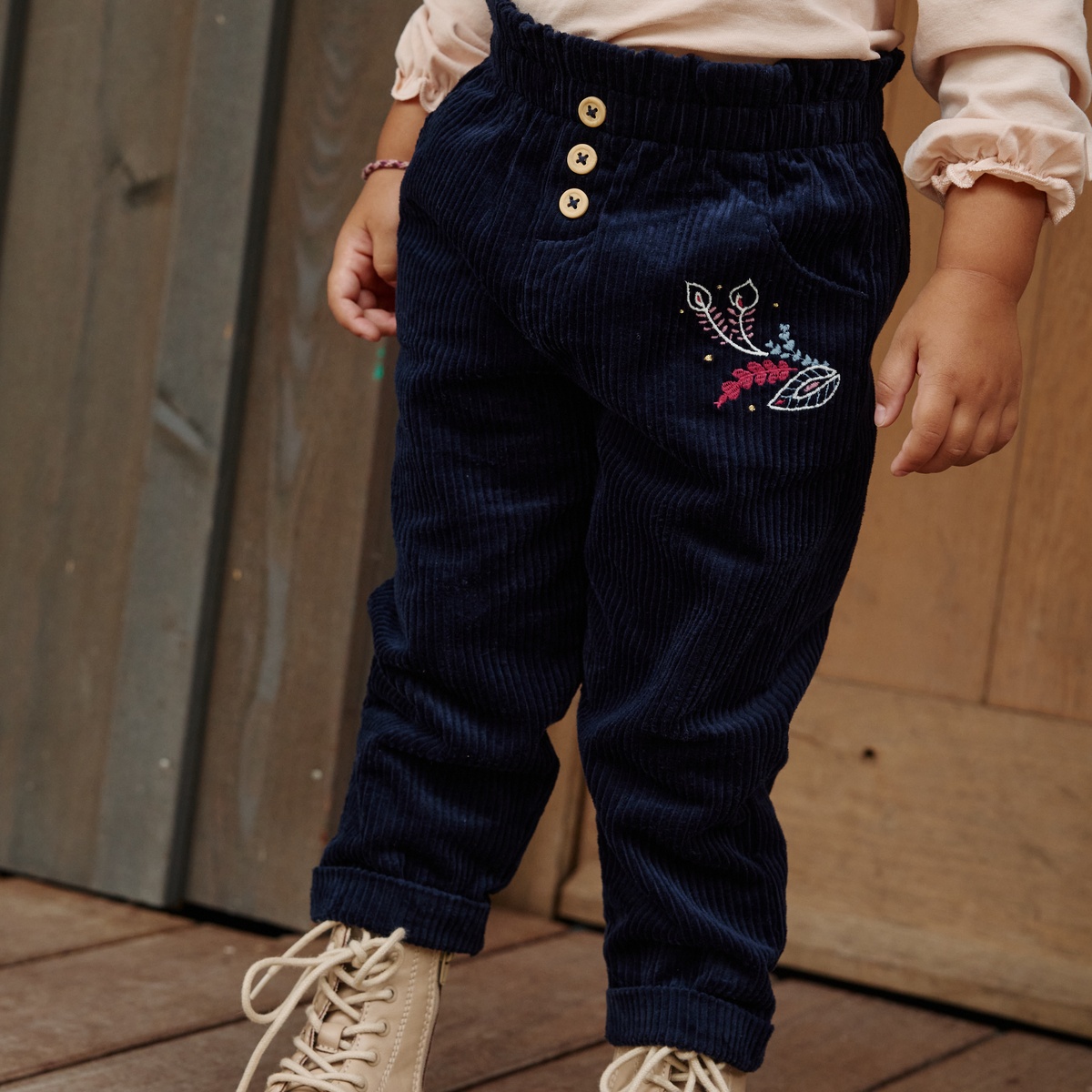 Pantalon bébé en velours côtelé Ilana bleu, PETIT BEGUIN