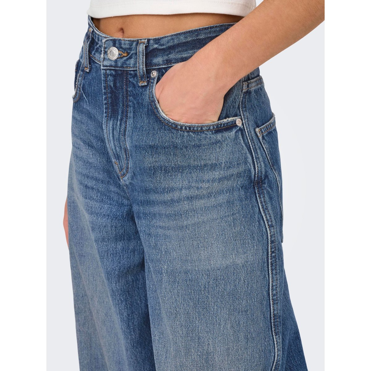 Jean À Coupe Ample dark blue denim, ONLY