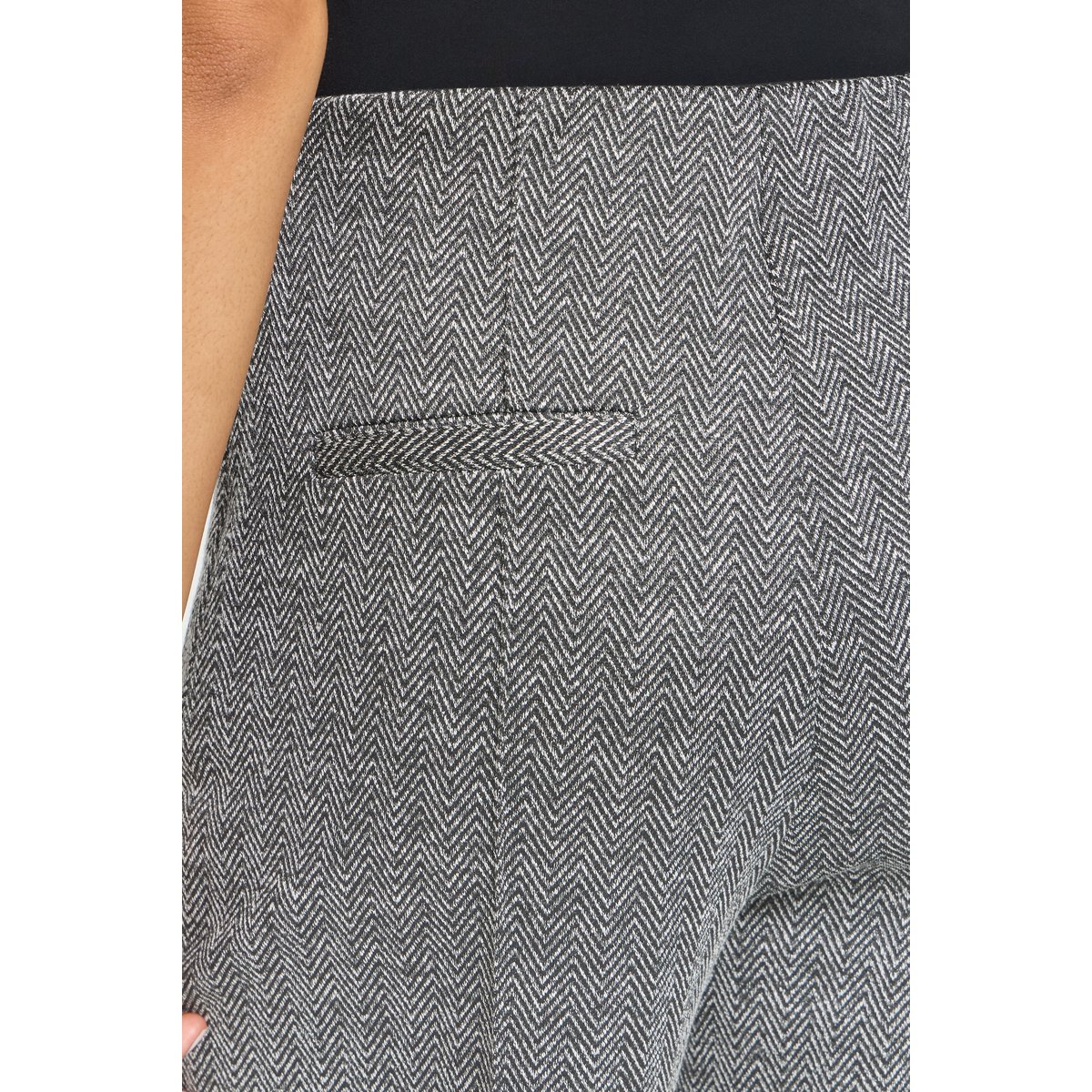 Pantalon décontracté noir blanc black/white herringbone, ICHI