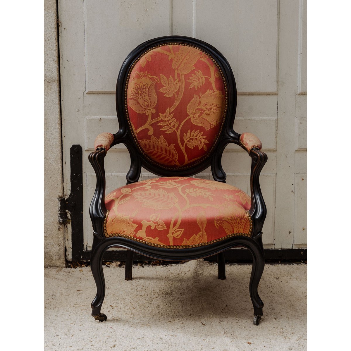 Paire de fauteuils Napoléon III en bois et tissu Ernest N°972 - Bon état noir, DEBONGOUT