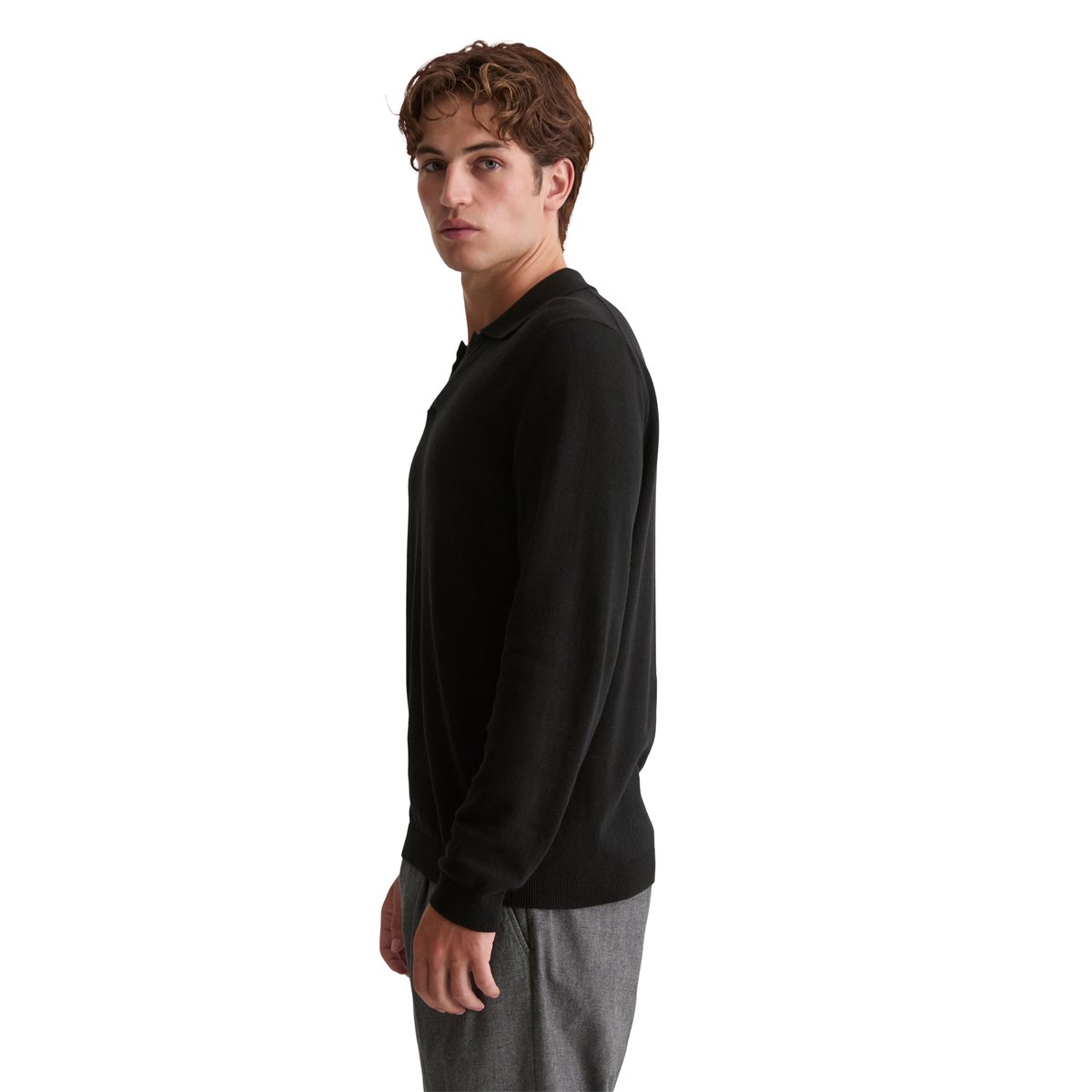 Pull-over regular en doux mélange de coton et de laine vierge bio noir, MARC O'POLO