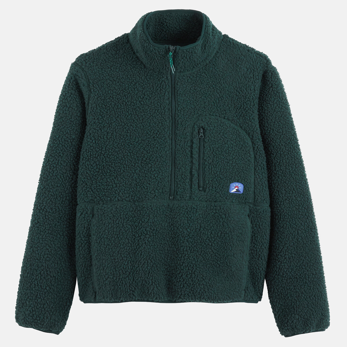 Sweat à col montant zippé en sherpa vert foncé, LA REDOUTE COLLECTIONS