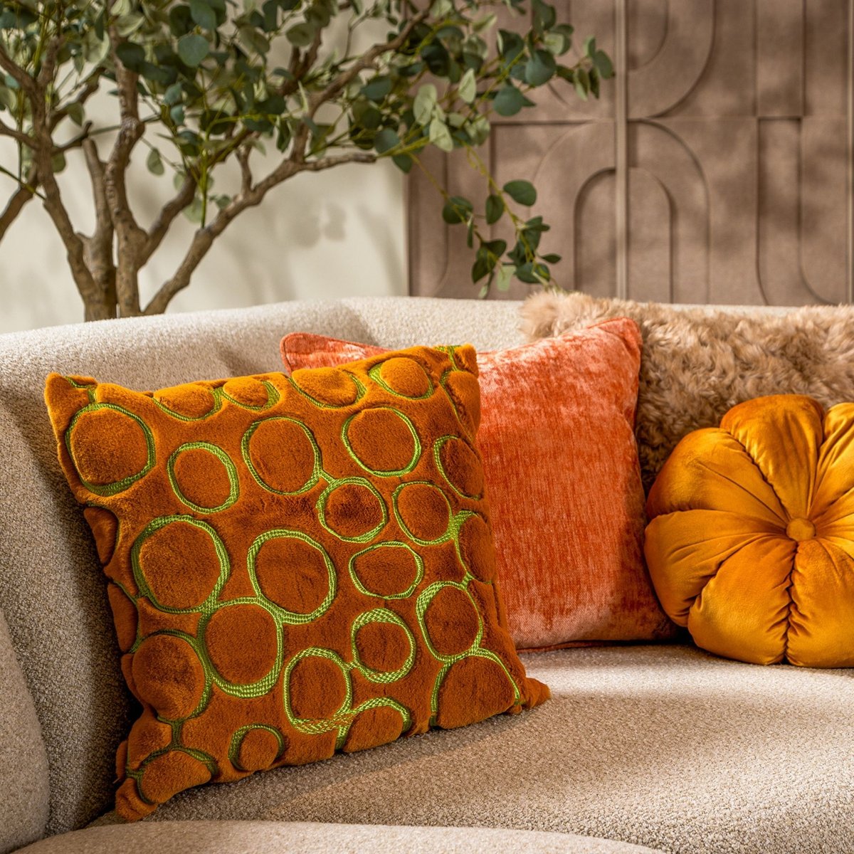 Housse de coussin Domani brun, DUTCH DECOR