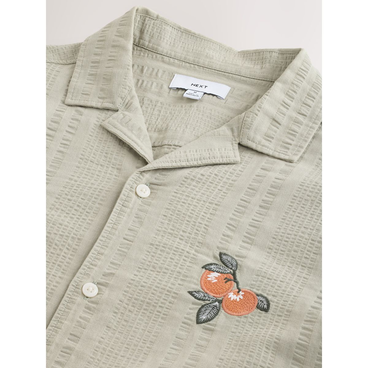 Chemise texturée à manches courtes et motif vert, NEXT