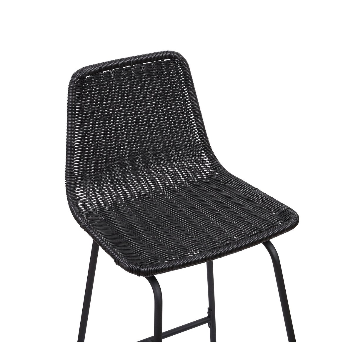 Lot de tabourets de bar et d'ilot en métal avec assise en rotin 65cm KUTA|Lot de 8 | Lot de 8 noir, MOB IN