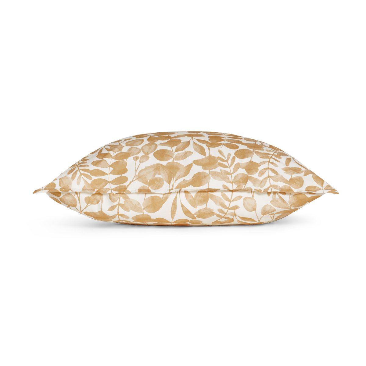 Taie d'oreiller en percale de coton lavé, HERBIER DÉLICAT caramel, BLANC CERISE