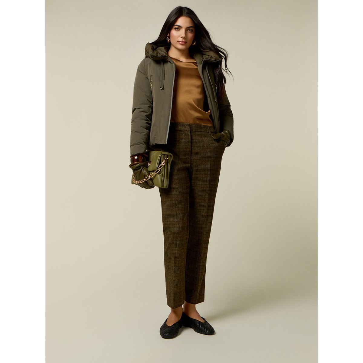 Pantalon à carreaux marron, OLTRE