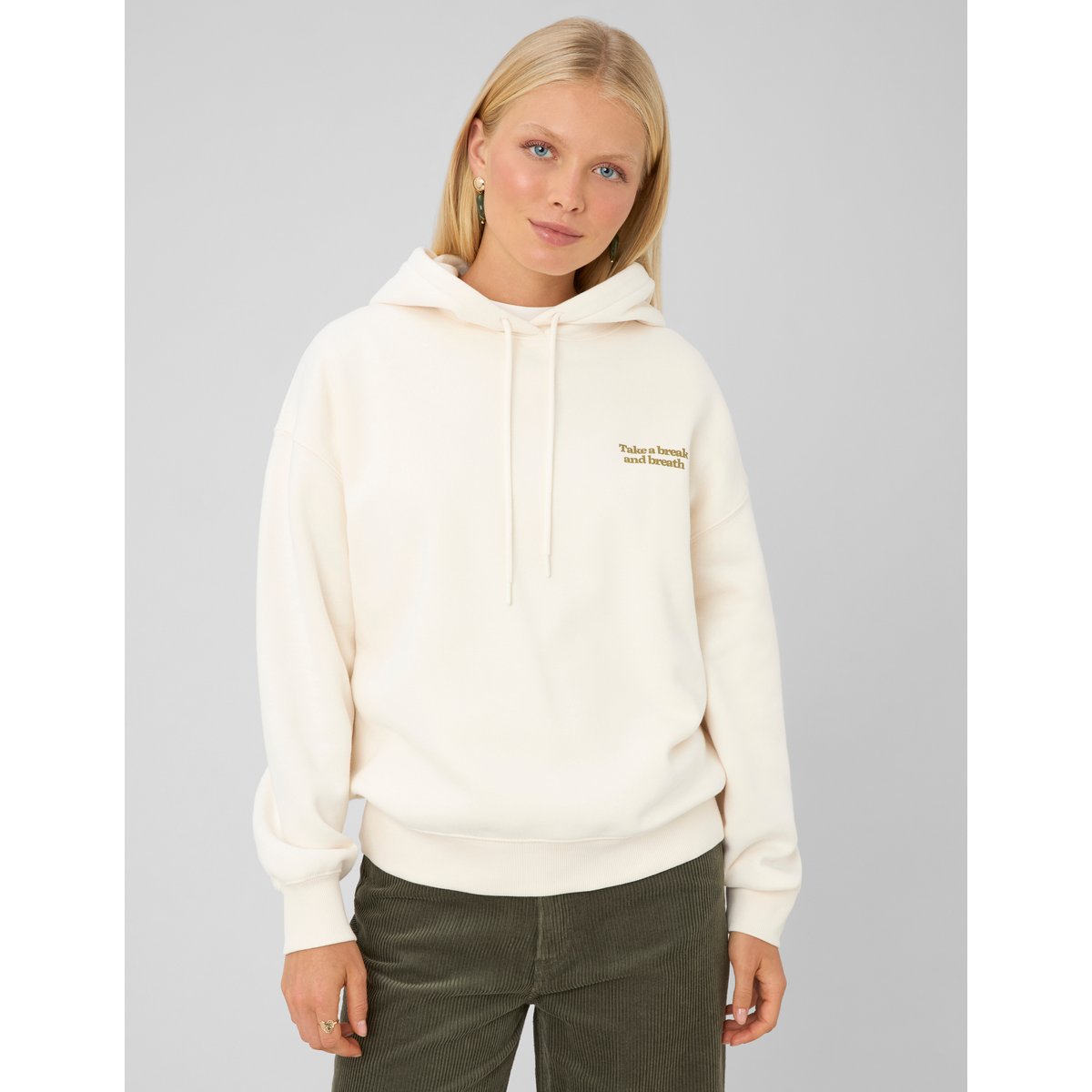 Sweat à capuche imprimé ecru, BZB