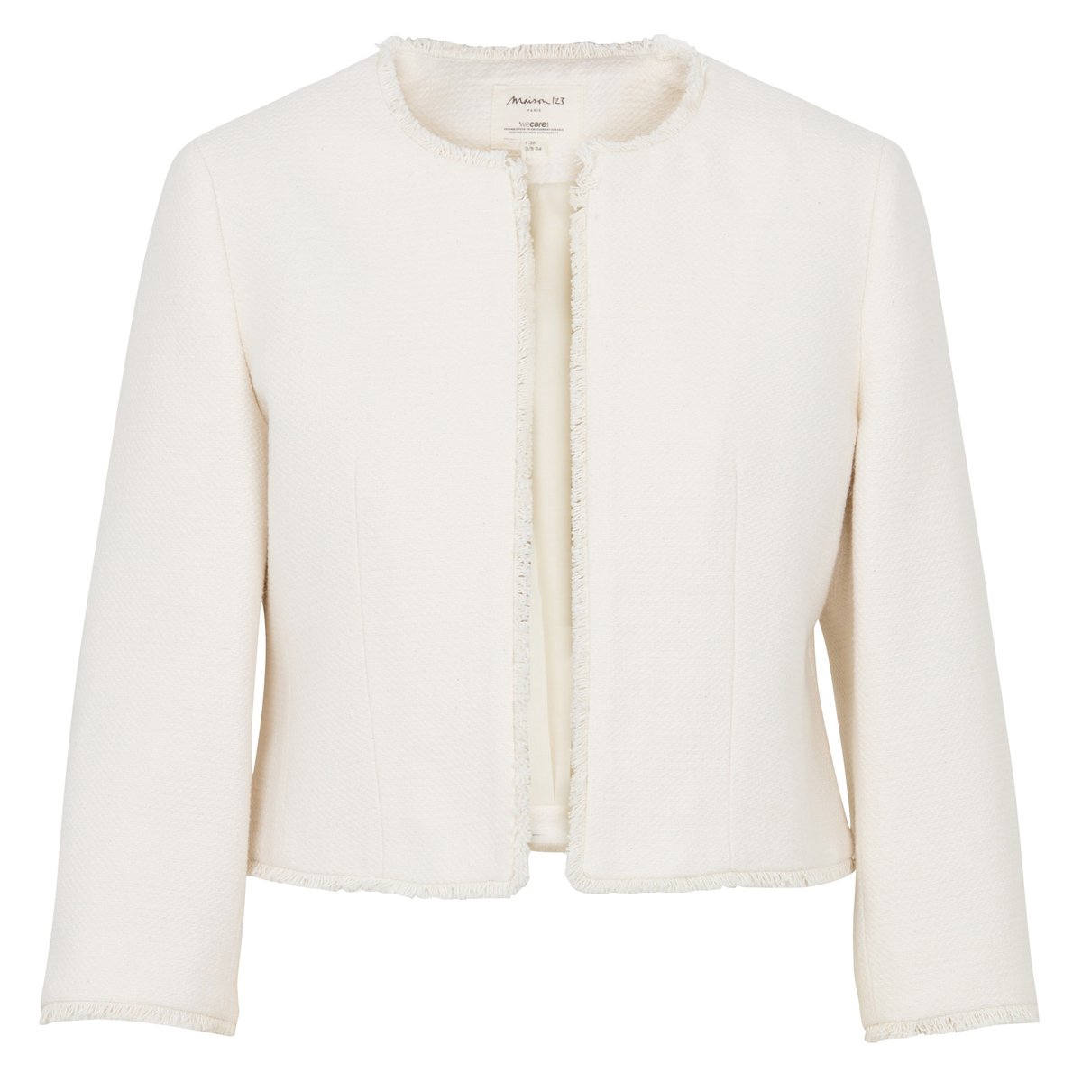Veste à manches 3/4 tweed en coton mélangé VALIE ecru, Maison 123