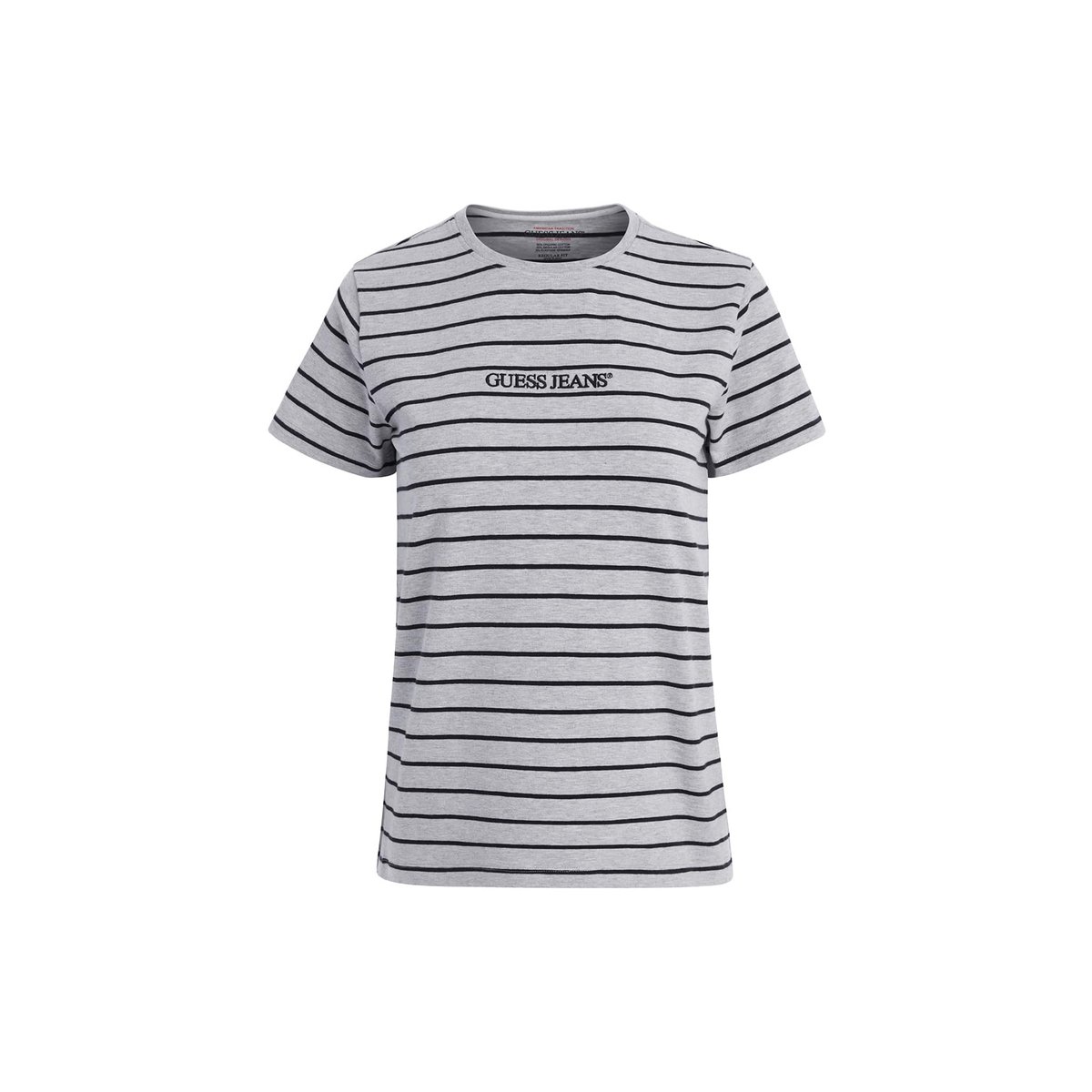 T-Shirt Classique Rayé Logo Brodé bleu, GUESS