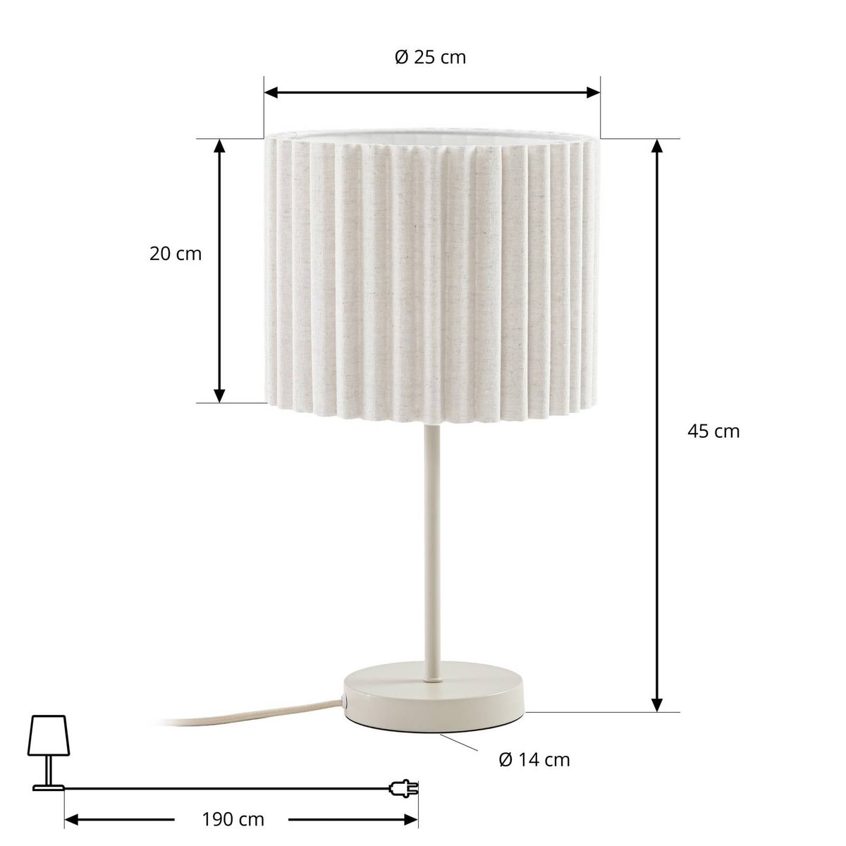 Lampe à poser en textile, Libbie crème, LINDBY