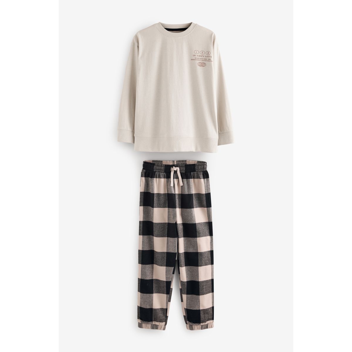 Pyjama tissé à carreaux, lot de 3 naturel/noir, NEXT