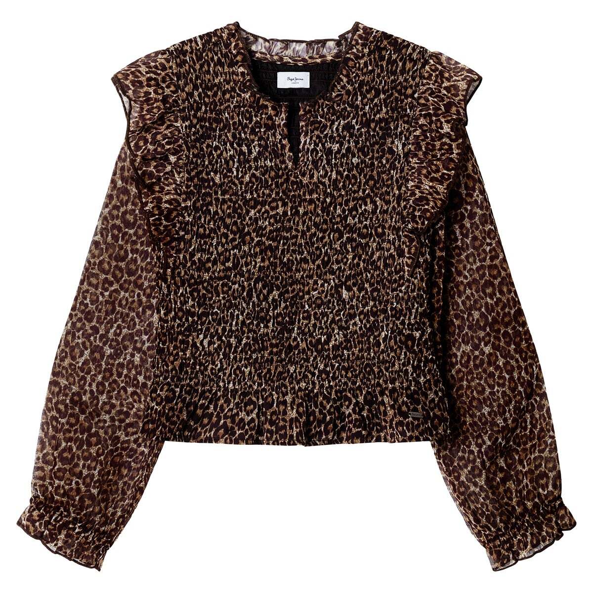 Blouse À Imprimé Animal Avec Volants blanche mousse, PEPE JEANS