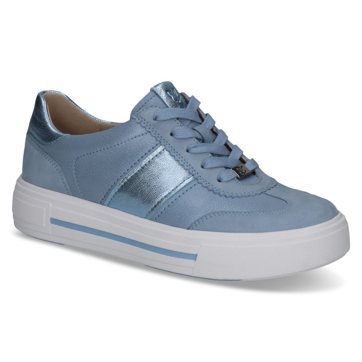 Basket en cuir bleu marine tissé, CAPRICE