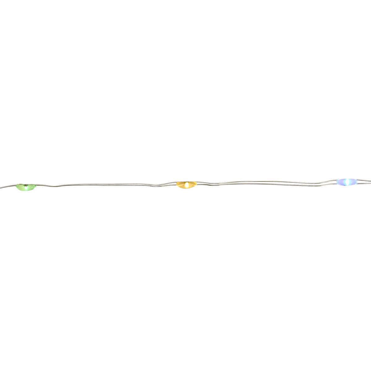Guirlande lumineuse d'intérieur 5 m 100 LED multicolore fil cuivre lumière fixe avec minuteur à piles multicolore, ATMOSPHERA