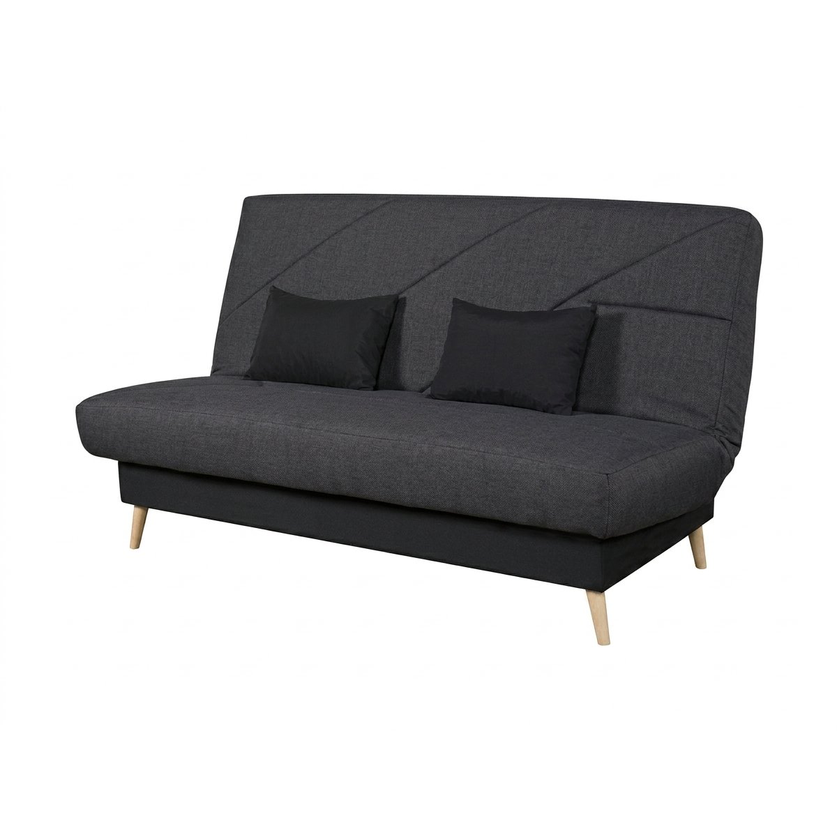 Banquette convertible ZEPHIR clic clac, couchage 130x190, avec 2 coussins OFFERTS, Aba anthracite anthracite, RELAXIMA