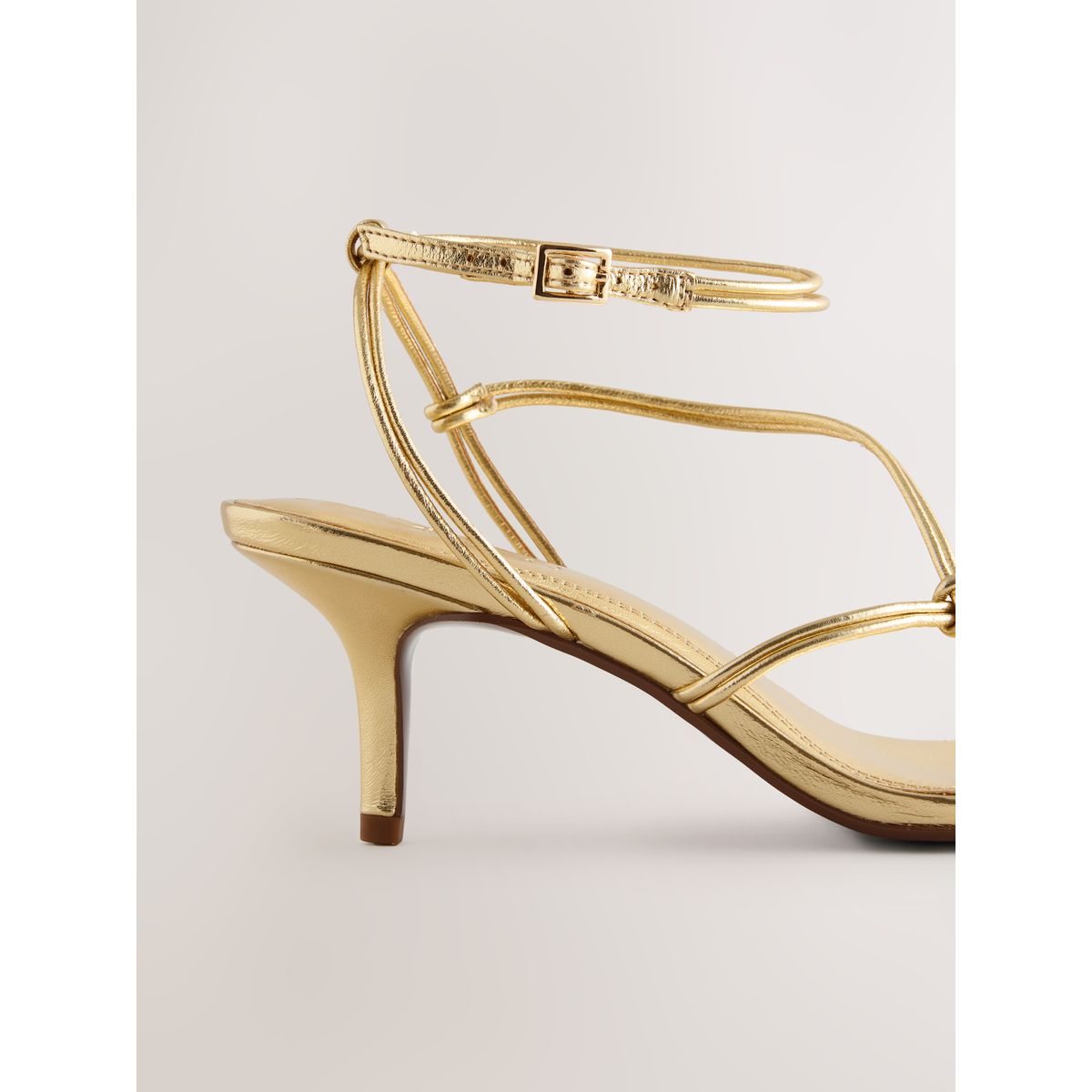 Sandales à talons en cuir forever comfort doré, NEXT