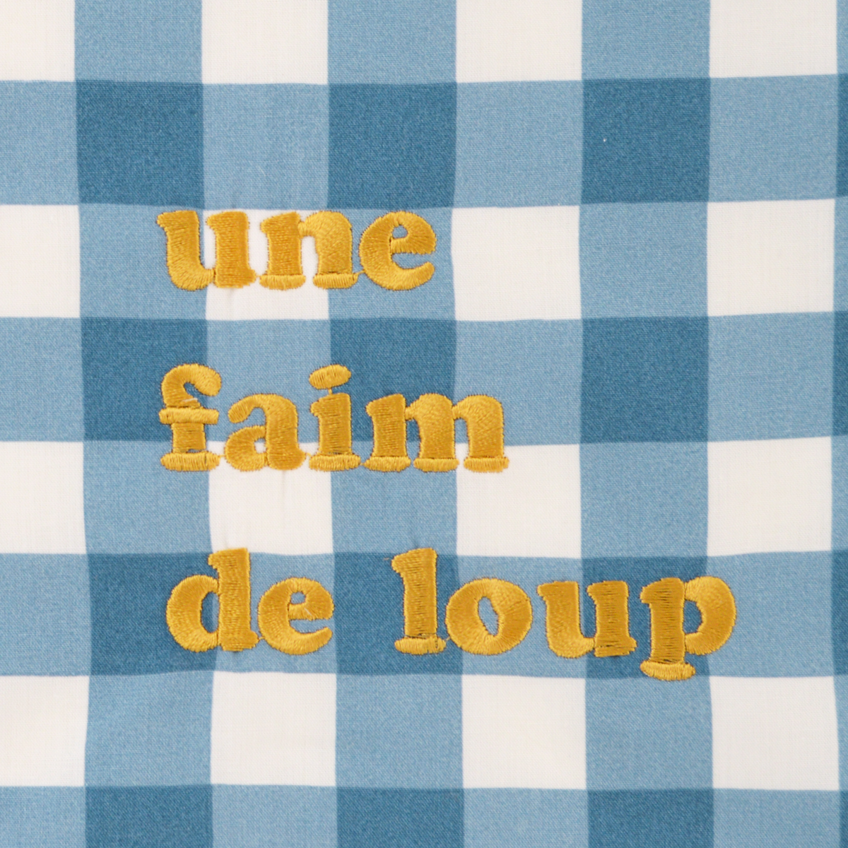 Bavoir élastiqué vichy UNE FAIM DE LOUP bleu, LITTLE CREVETTE