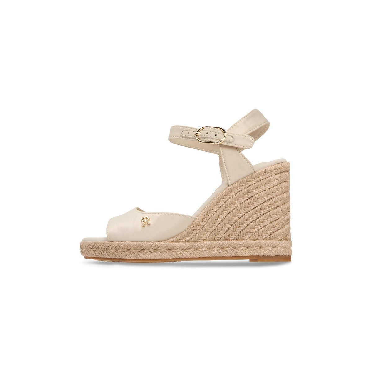 Satin Wedge Sandals ecru , TOMMY HILFIGER