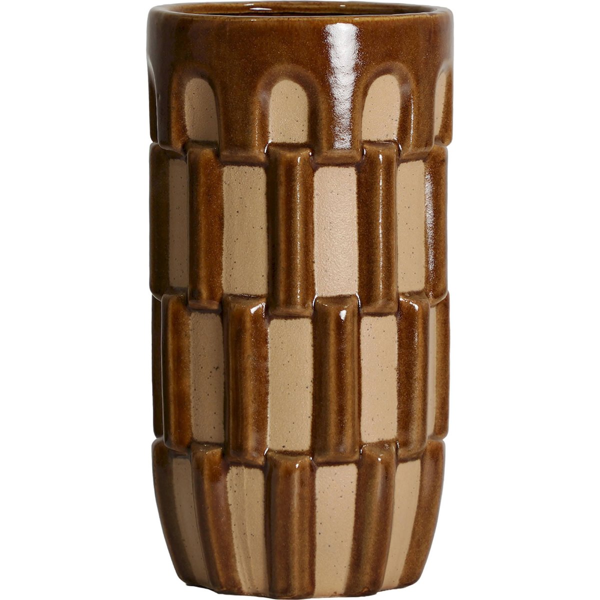 Vase céramique collection ziggy marron et beige, RECOLLECTION