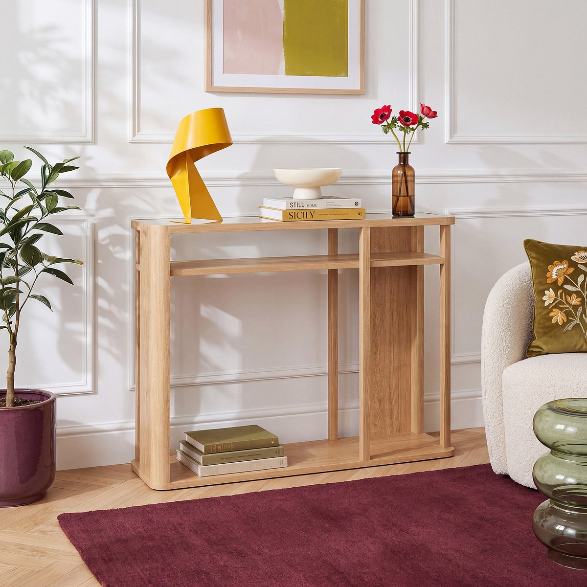 Table console frêne ADELE naturel clair, HABITAT