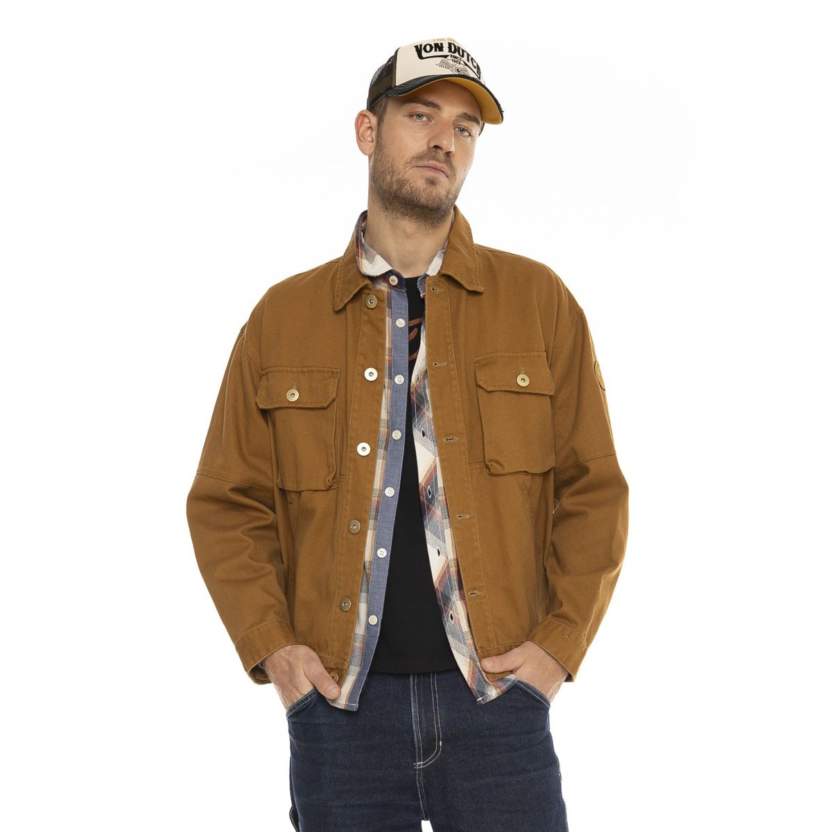 Surchemise en coton WORKER camel, VON DUTCH