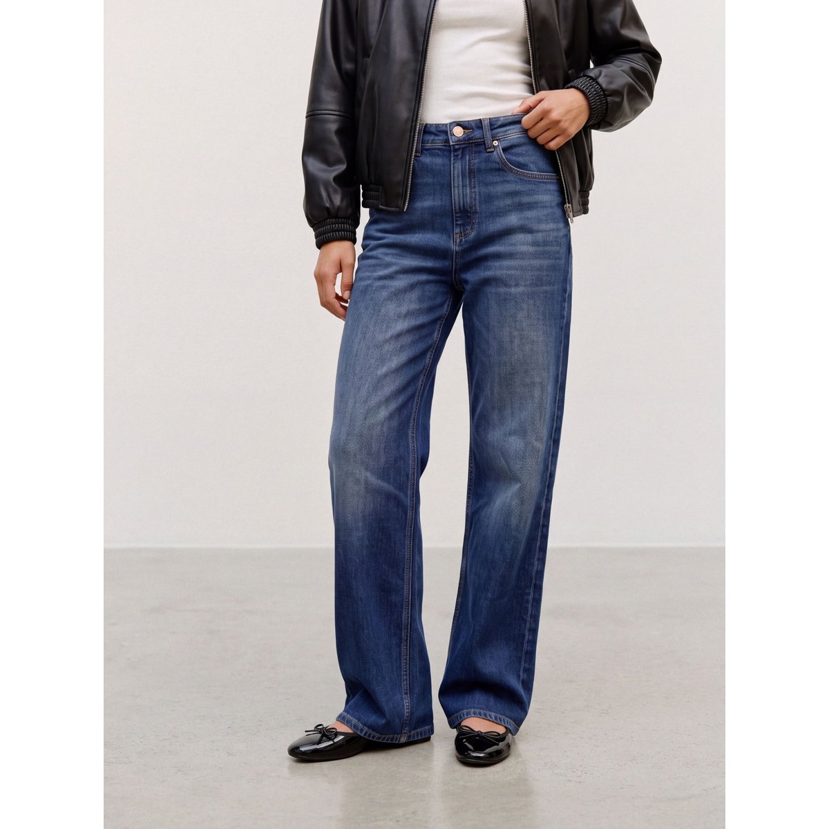 Jean À Coupe Large dark blue denim 1, VERO MODA