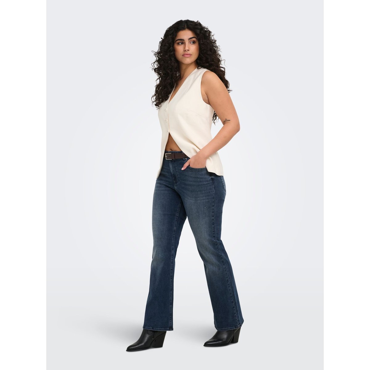Jean Flared blue black denim, ONLY CARMAKOMA