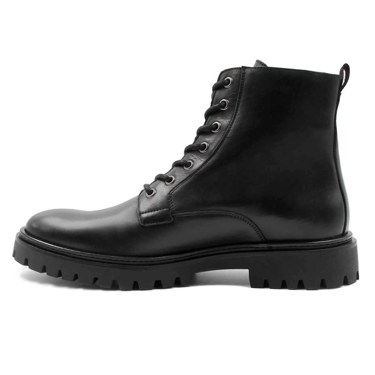 Boots à lacets crantées cuir lisse noir, JULES & JENN