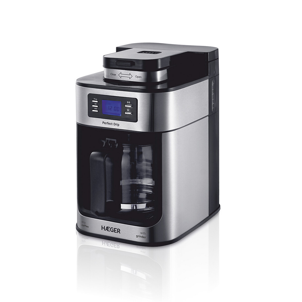 Máquina de café de filtro HAEGER PERFECT DRIP, com moinho, da HAEGER preto/inox, HAEGER