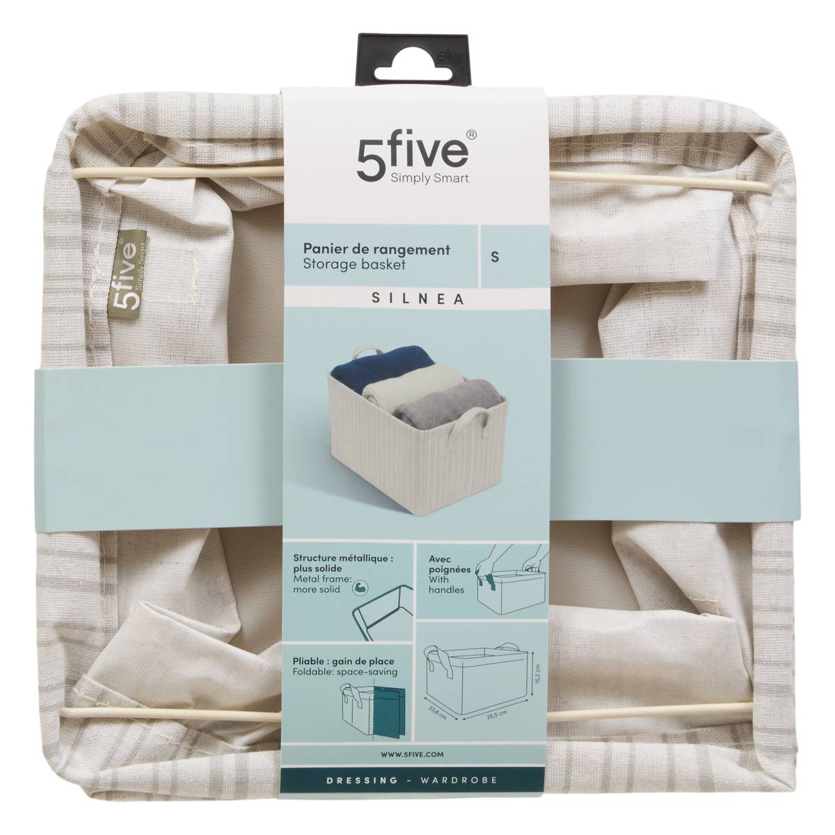 Panier de rangement rectangulaire SILNEA beige lin, 5FIVE SIMPLY SMART