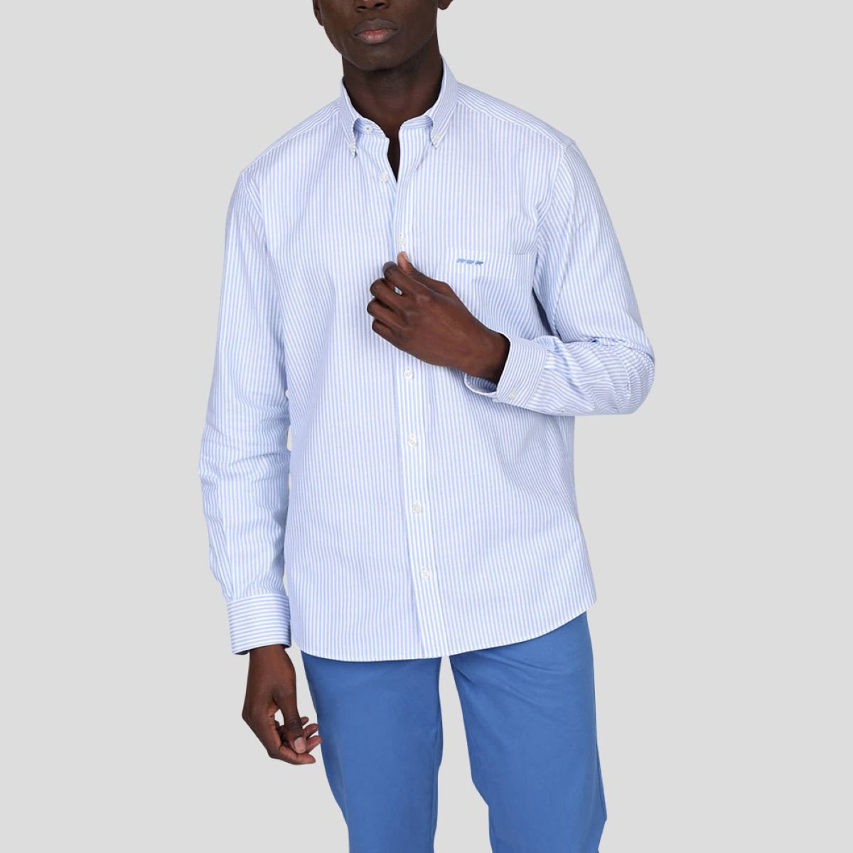 Chemise rayée bleu, MISE AU GREEN