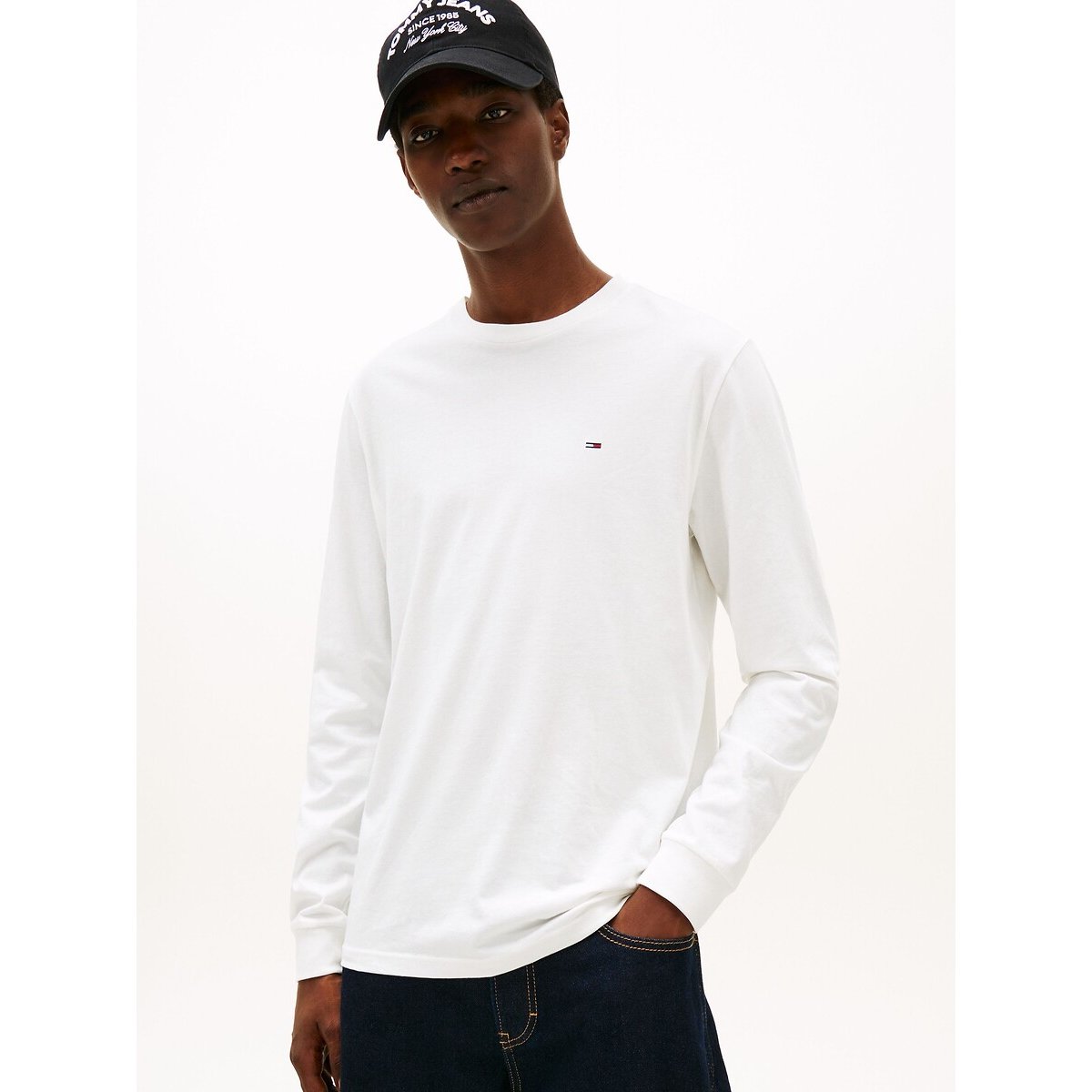Pack of 2 Long Sleeve Slim Fit T-Shirts ecru + blue, TOMMY JEANS