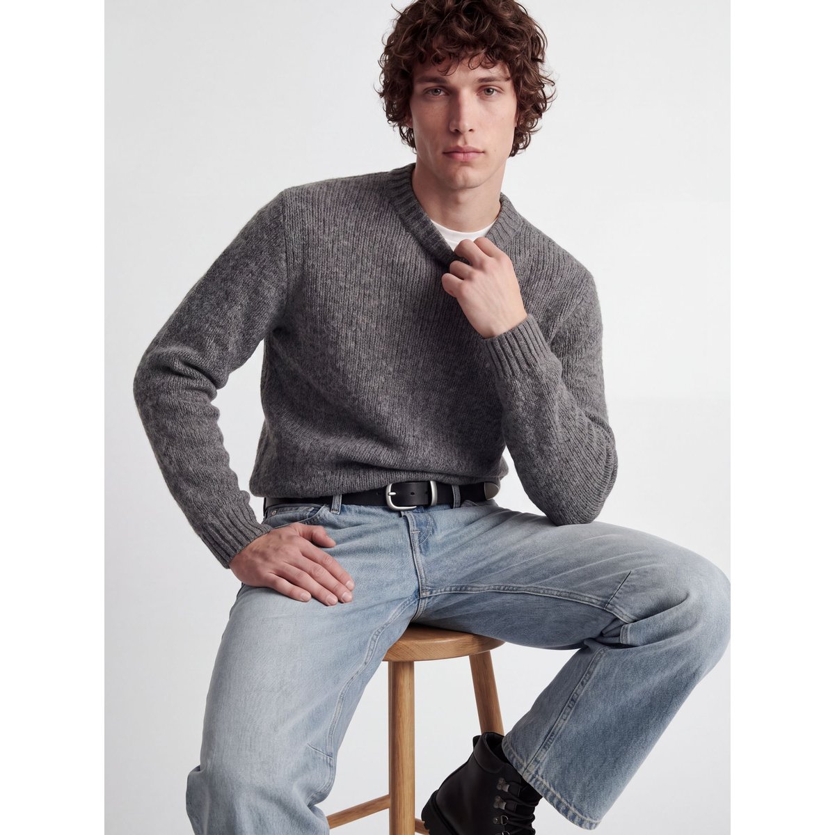 Pull En Maille dark grey melange, JACK & JONES