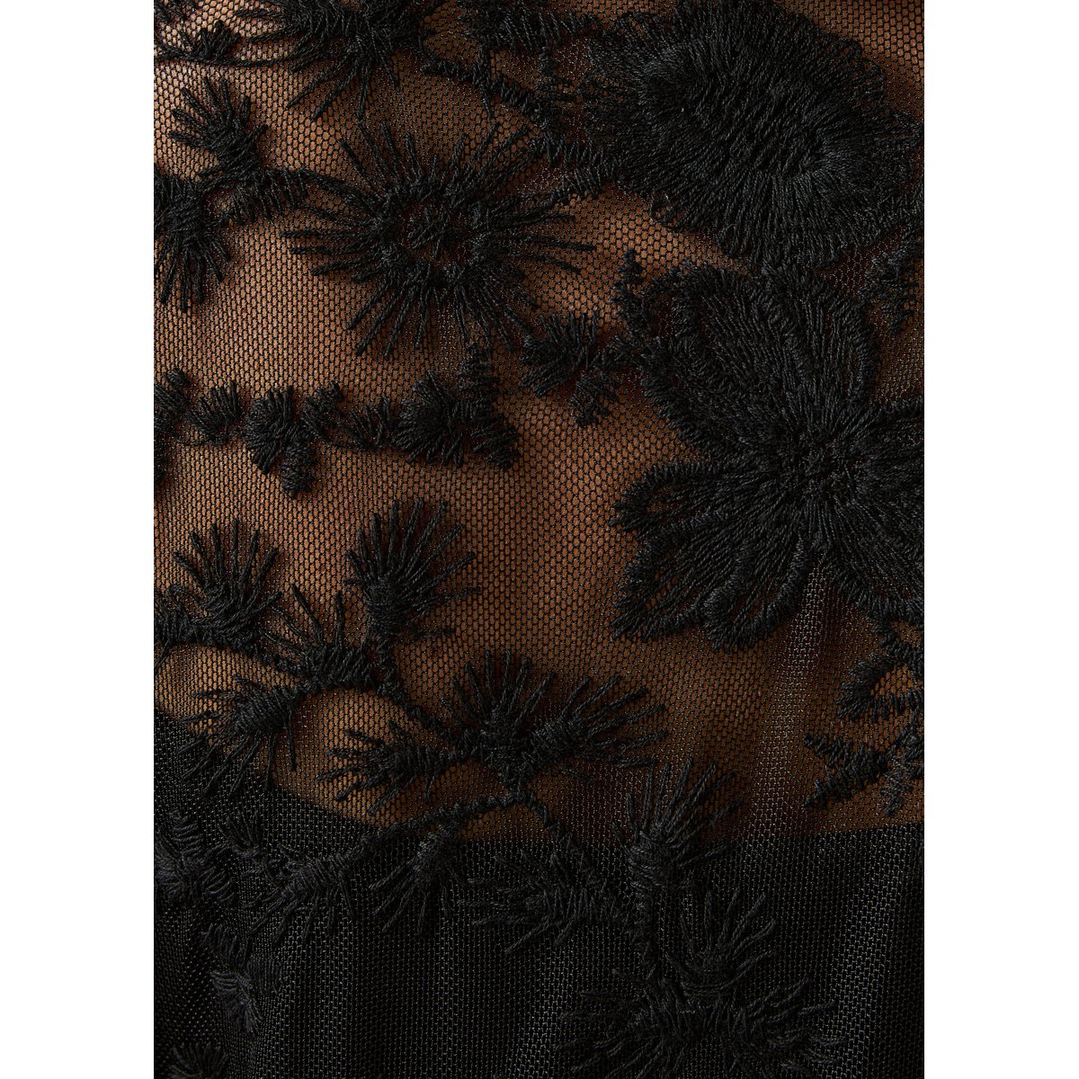 Chemise manches longues avec dentelle noir, LA FEE MARABOUTEE