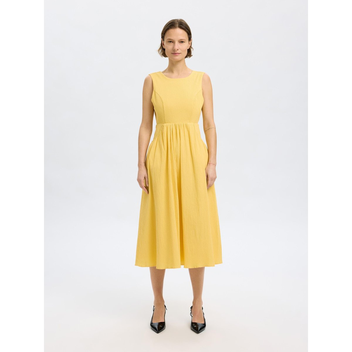 Robe Mi-Longue jaune - sundress, SELECTED