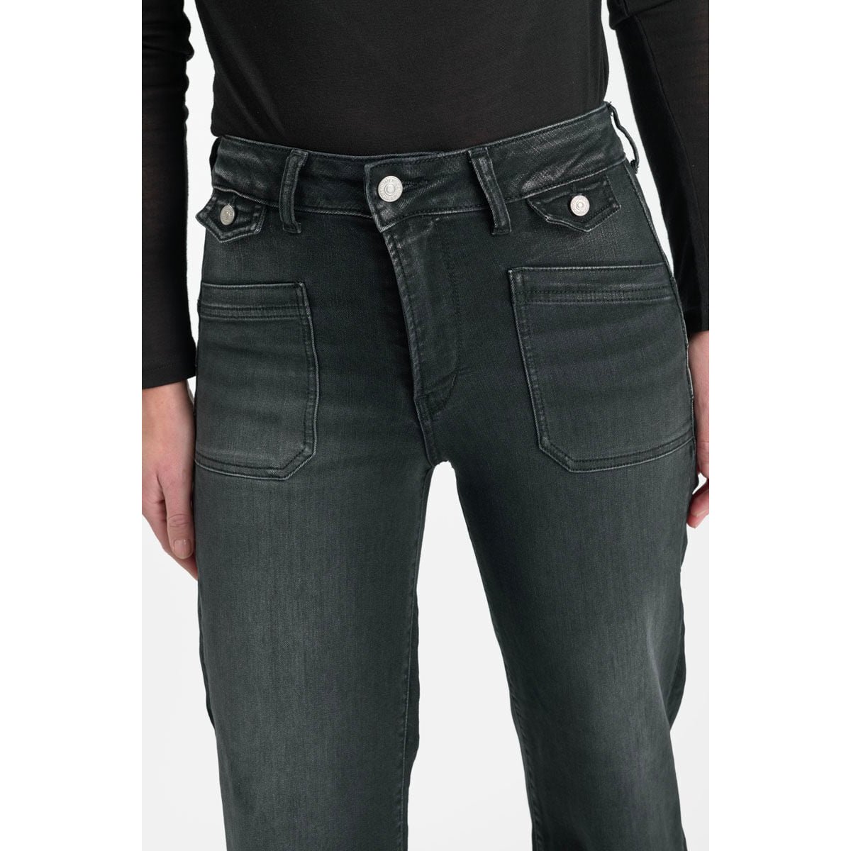 Jeans loose, large pulp wide leg , 7/8ème black / black, LE TEMPS DES CERISES