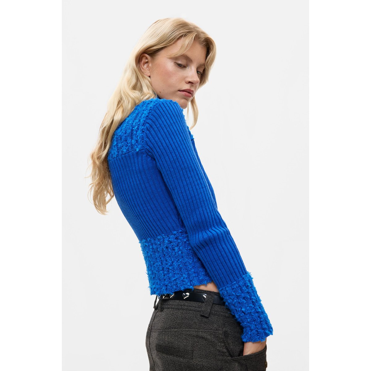 veste en maille ajourée bleu, DESIGUAL