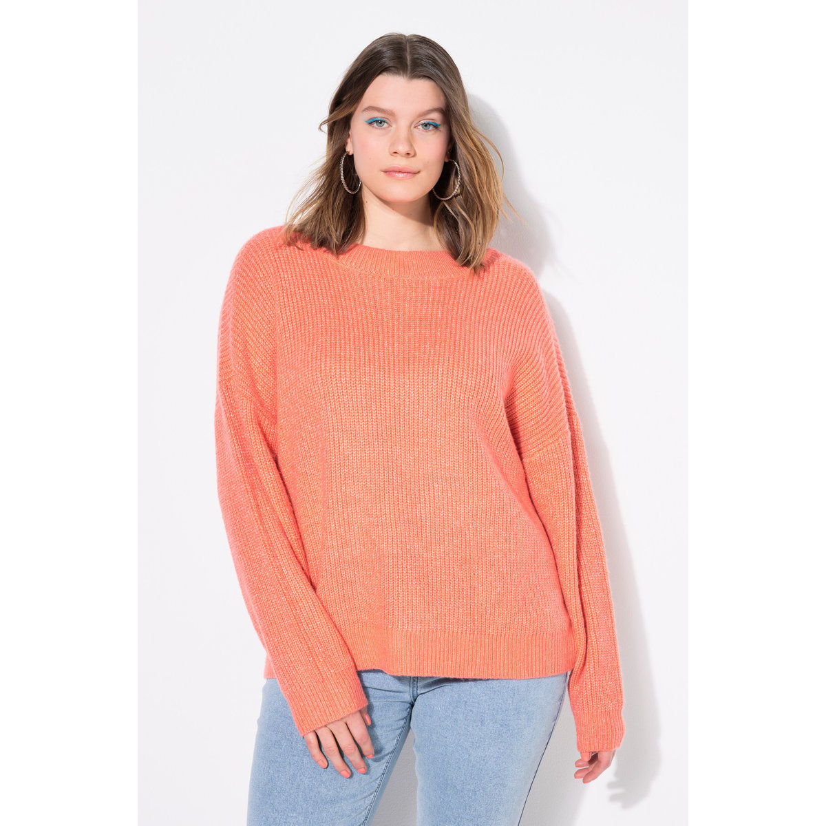 Pull oversize en maille côtelée corail, STUDIO UNTOLD
