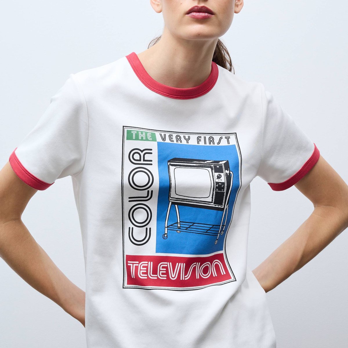 T-shirt à manches courtes avec imprimé placé en coton BIO GOTS ecru, MONOPRIX