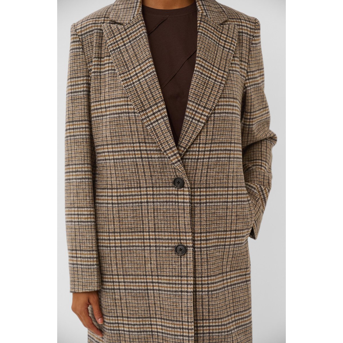 Manteau marron toffee check, CULTURE
