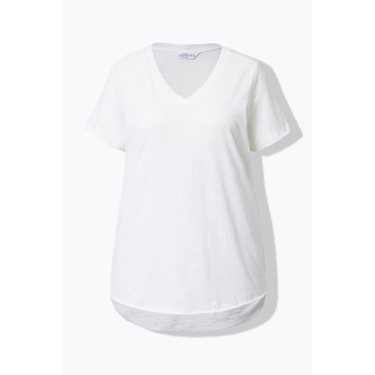 T-shirt à manches courtes et encolure V. blanc cassé, STUDIO UNTOLD