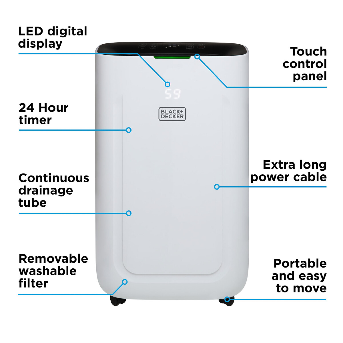 20L Dehumidifier - BXEH60014 white, BLACK & DECKER