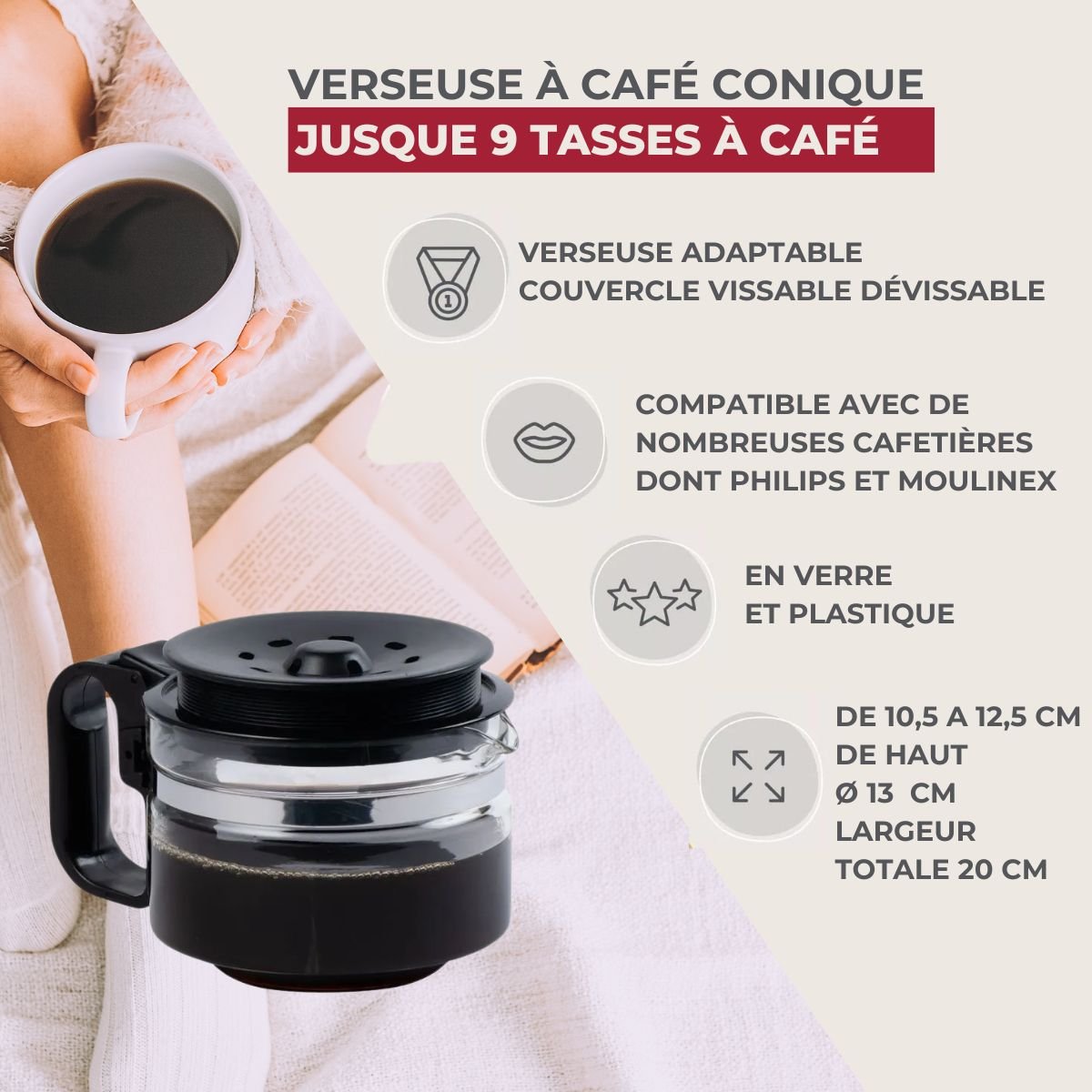 Verseuse universelle pour cafetière transparent, FACKELMANN
