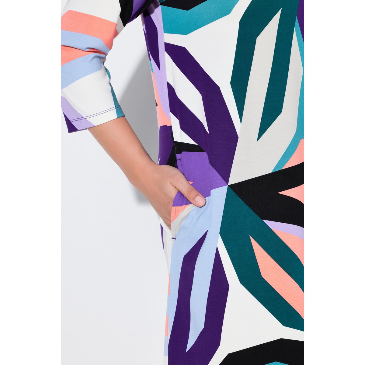 Robe point de Rome, motif floral abstrait violet, ULLA POPKEN