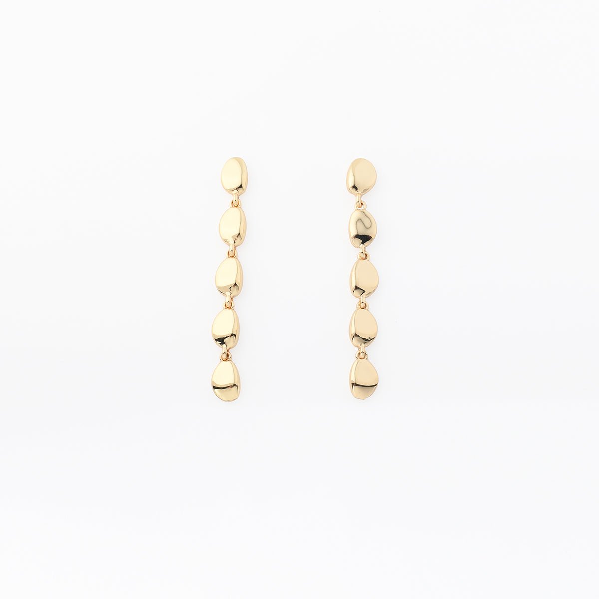Boucles d'oreilles longues galets - Collection Recyclée doré, BALABOOSTE