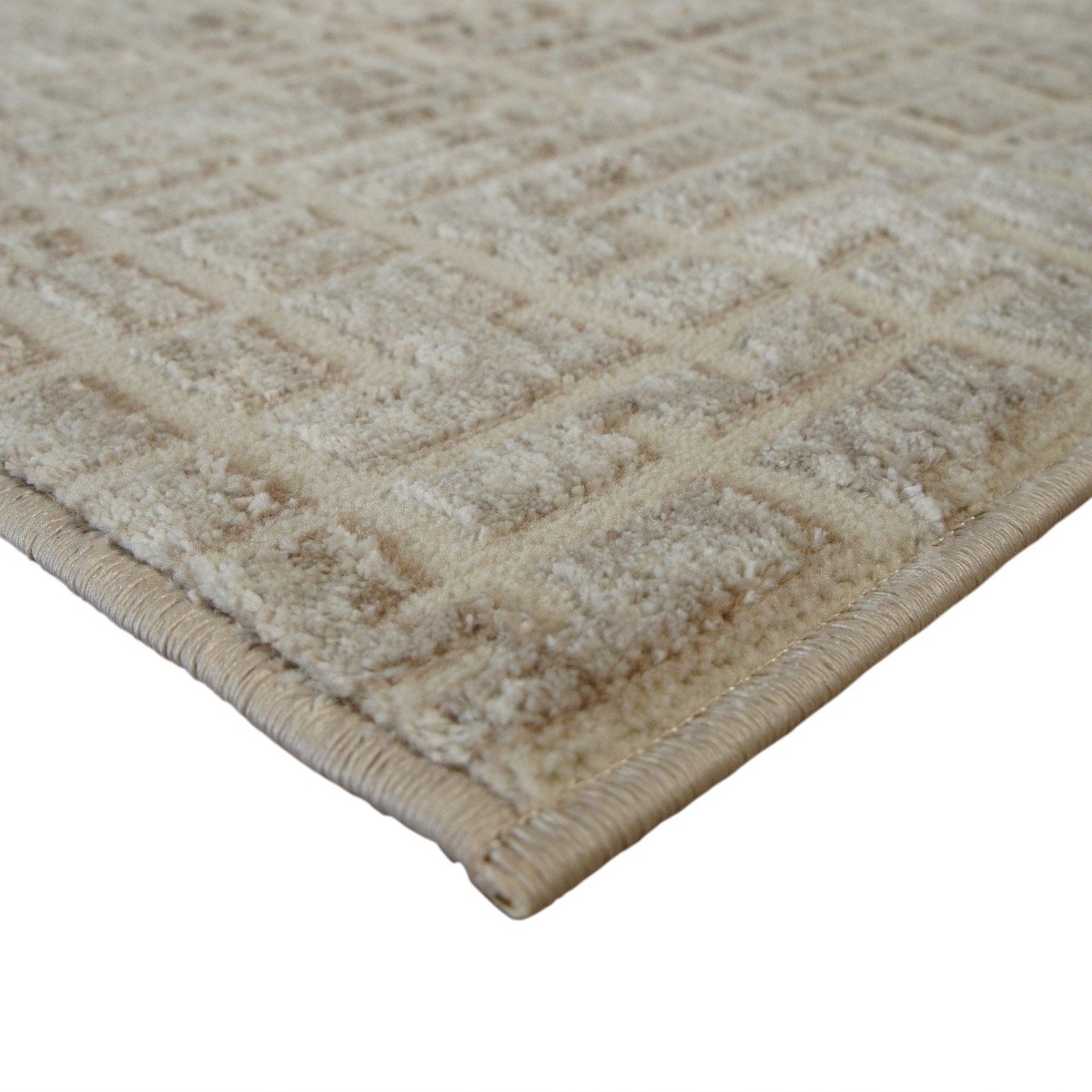 Tapis de salon moderne motif géométrique GOYAVE PRINT beige, THE DECO FACTORY